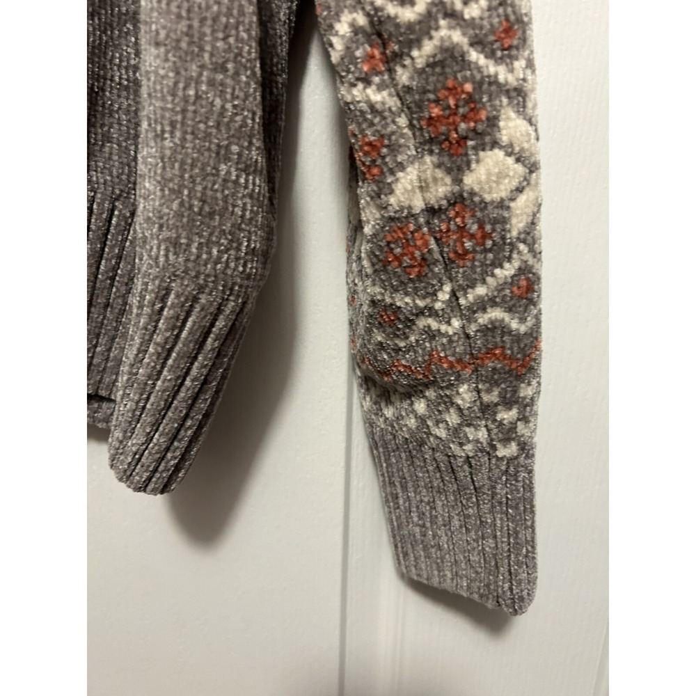 Christian Siriano New York Womens M Grey Chunky Chenille Snowflake Knit Sweater - Picture 8 of 10